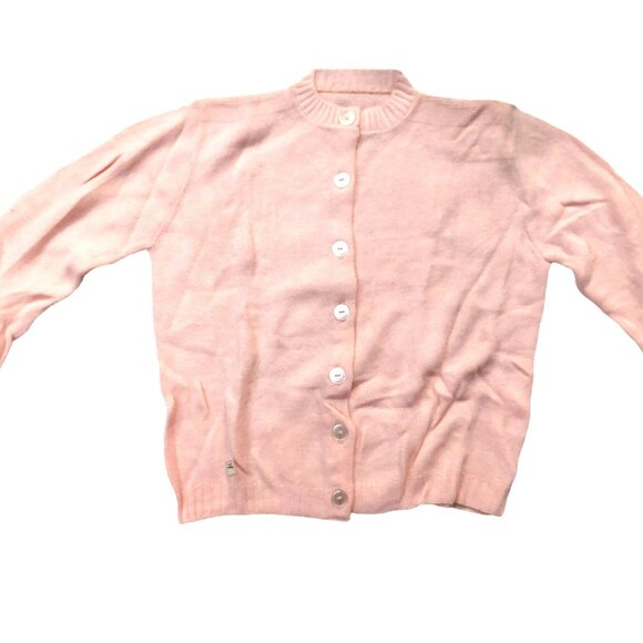 Vintage 1940s-1950s Light Pink Long Sleeve Knit Cardigan Sweater - Picture 3 of 12